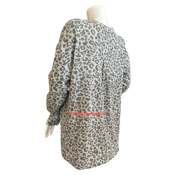 #T82 Z Supply Split Neck Thermal Top Leopard Print SZ M $69 - Picture 7 of 14